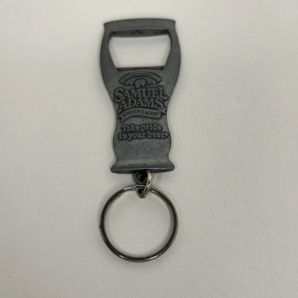 Samuel Adams Boston Lager‎ Bottle Opener Keychain Vintage Pewter Tone Barware